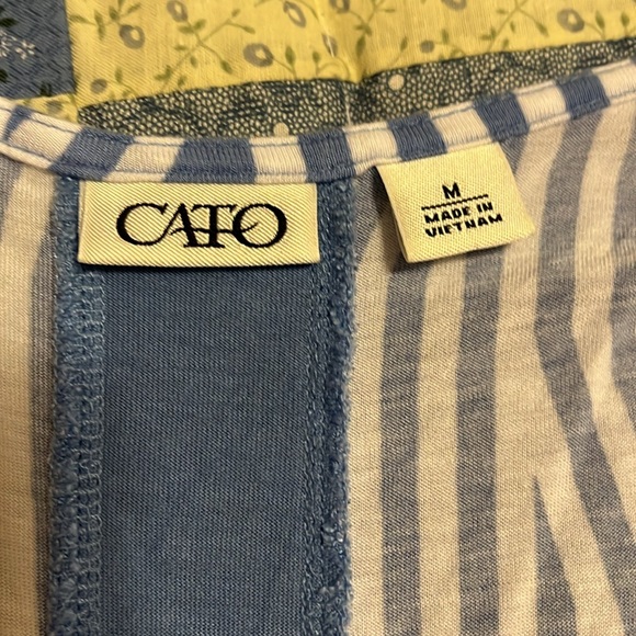 Cato blue and white abstract, striped long tank top size medium - Picture 5 of 8